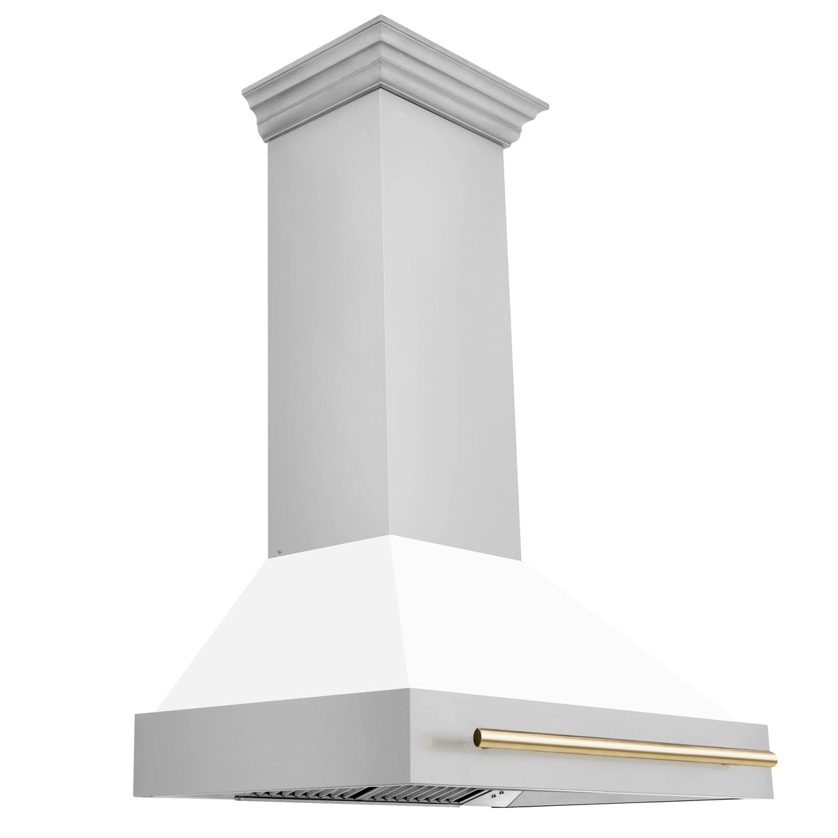 36 Inch Range Hood with White Matte Shell and Gold Handle P902