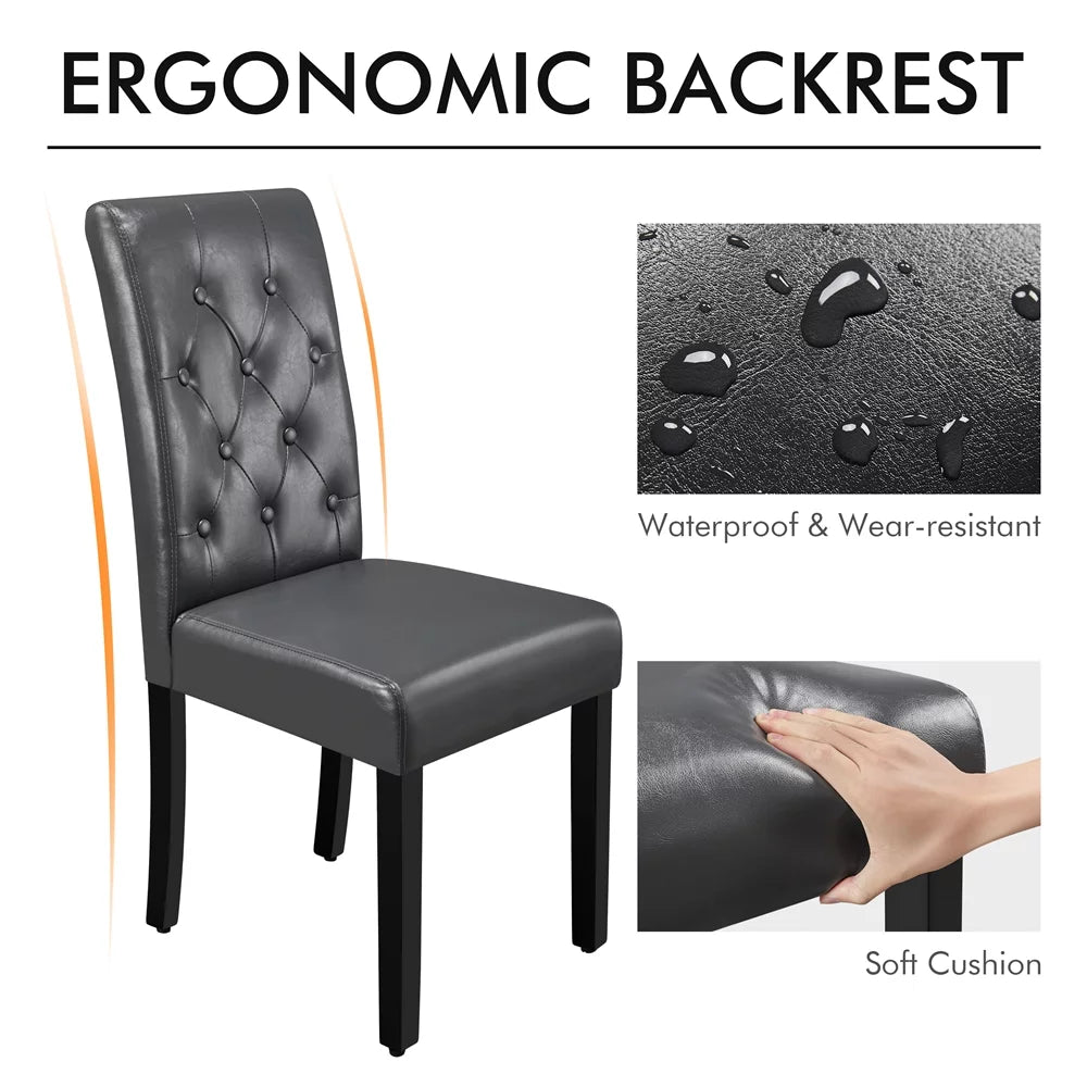 Faux Leather Dining Chairs with Wood Legs Set of 6 Gray B6317