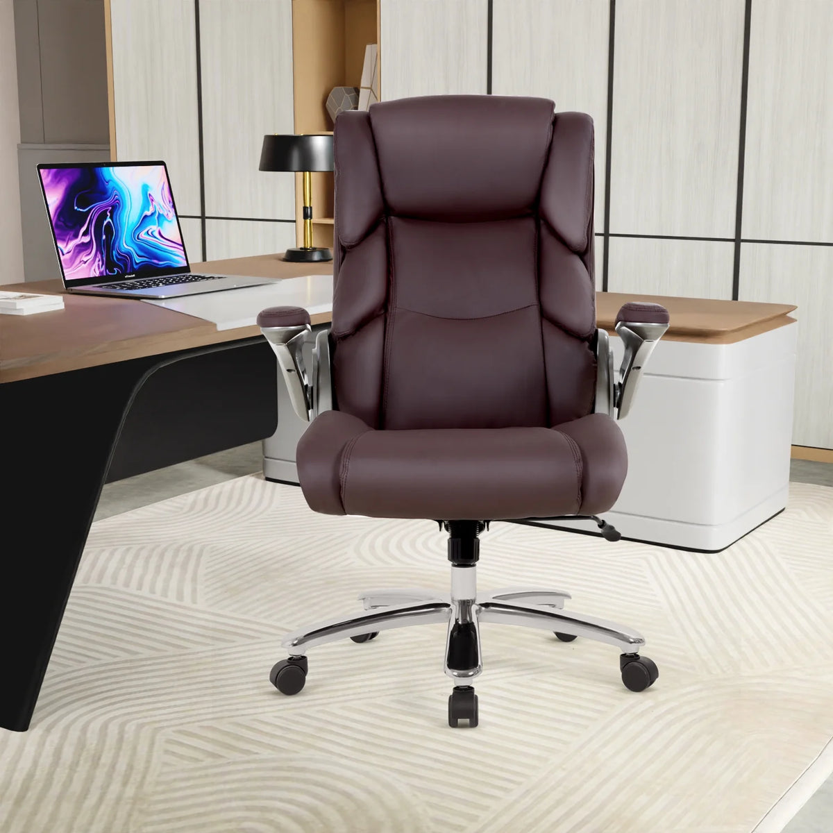 Big and Tall Brown Leather Office Chair 400lbs Z88653