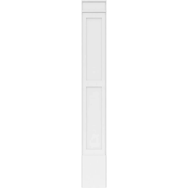 12x22W x 90x22H x 2x22P Two Equal Flat Panel PVC Pilaster with Decorative Capital & Base (Pair) B234