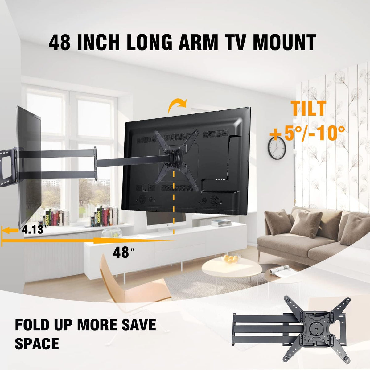 TV Wall Mount Bracket with 48 Extension Articulating Arms V376214