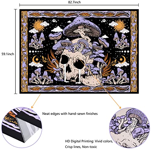 Purple Mushroom Skull Wall Tapestry H8055