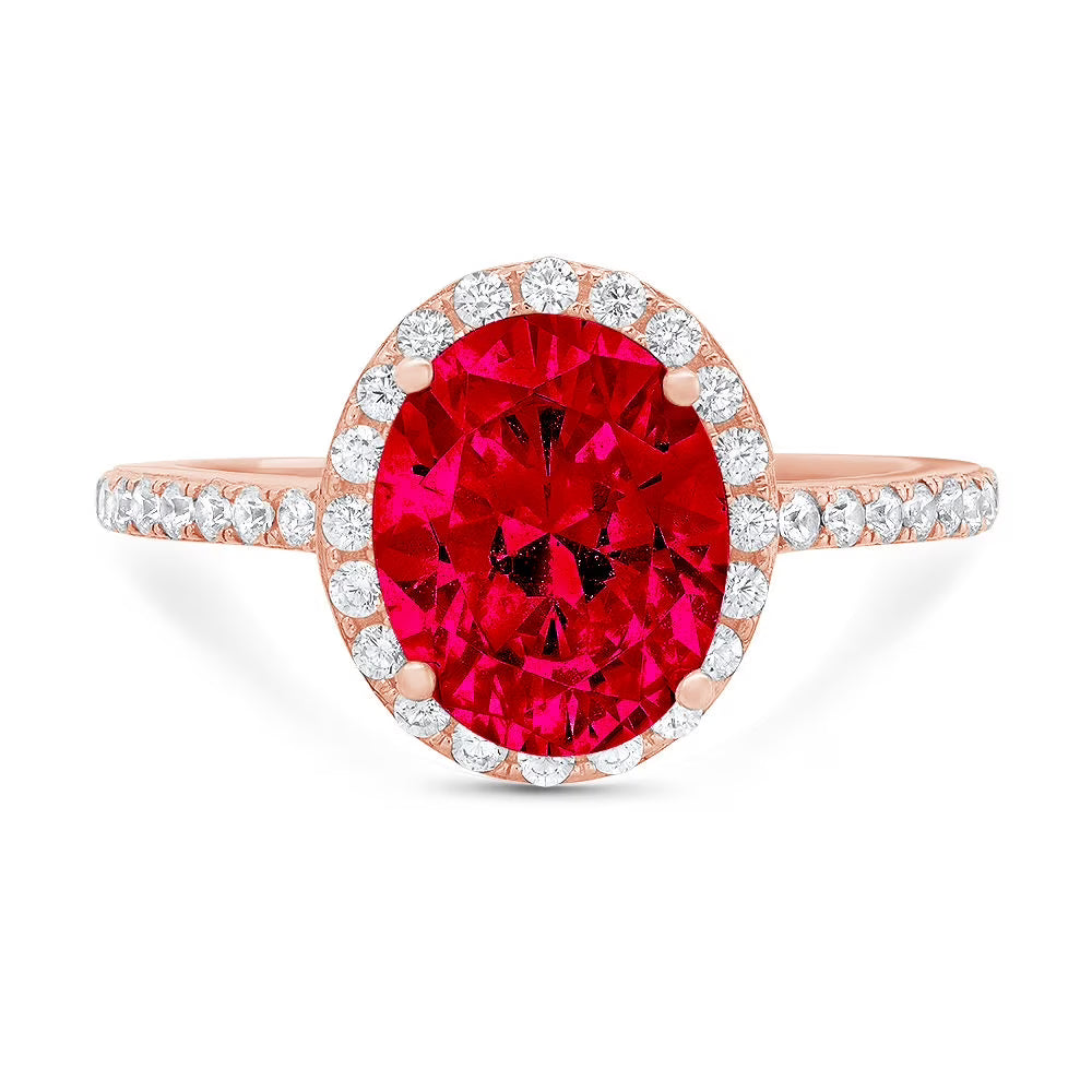 Oval Cut Red Simulated Ruby 14k Rose Gold Ring Size 10.5 M6488