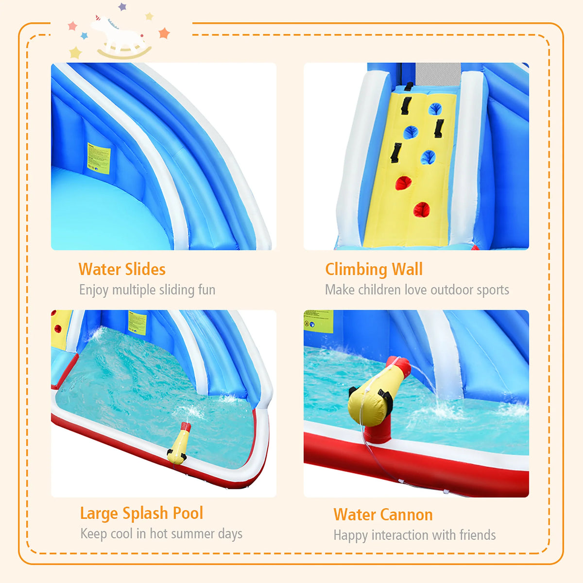 Inflatable Water Slide Bounce House Castle Splash Water Pool J415423