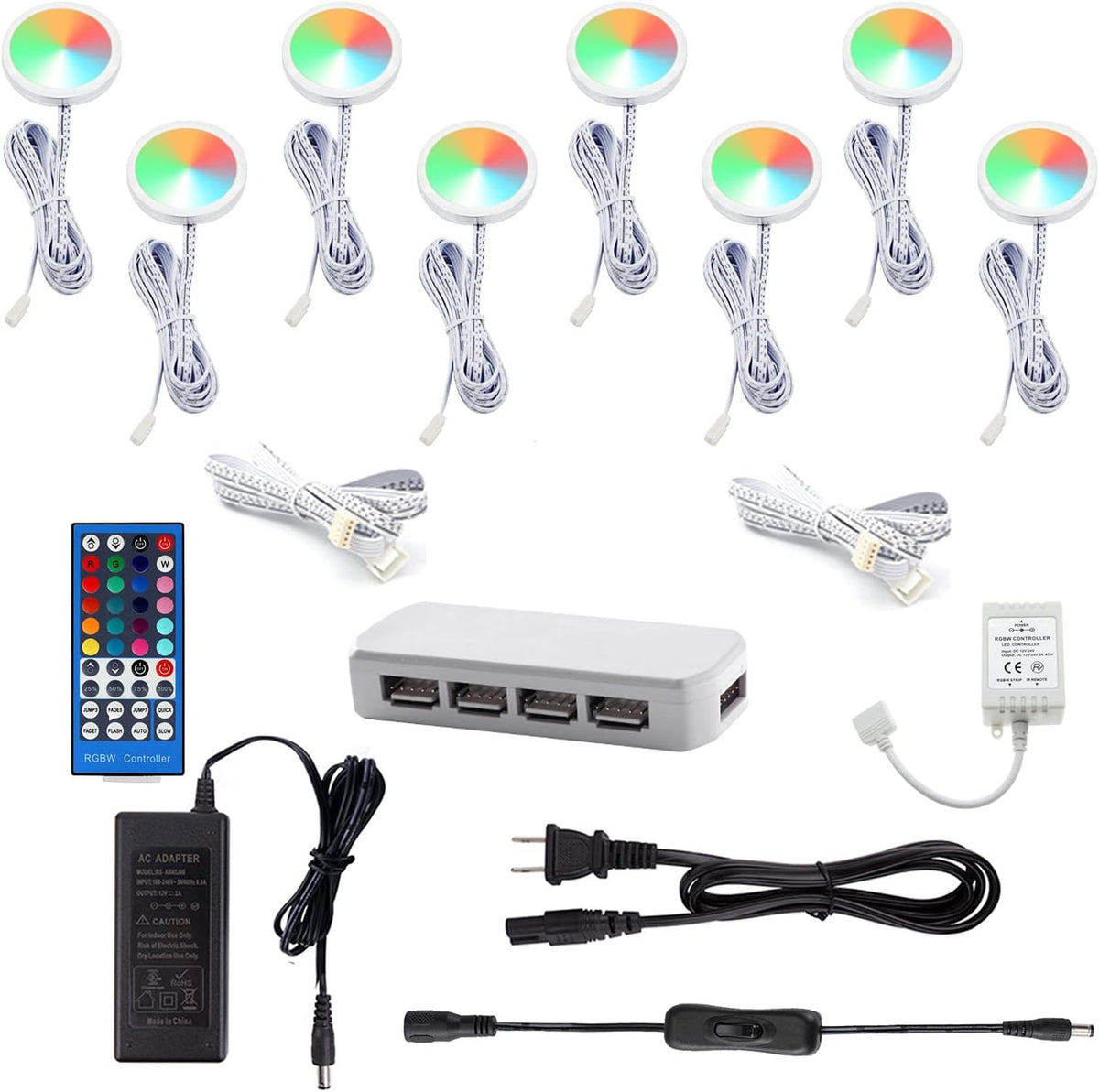 RGBWW 8 Lights 24W LED Puck Lights Pack of 2 M668601