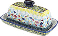 Blue Rose Polish Pottery Prairie Garden Butter Dish I713