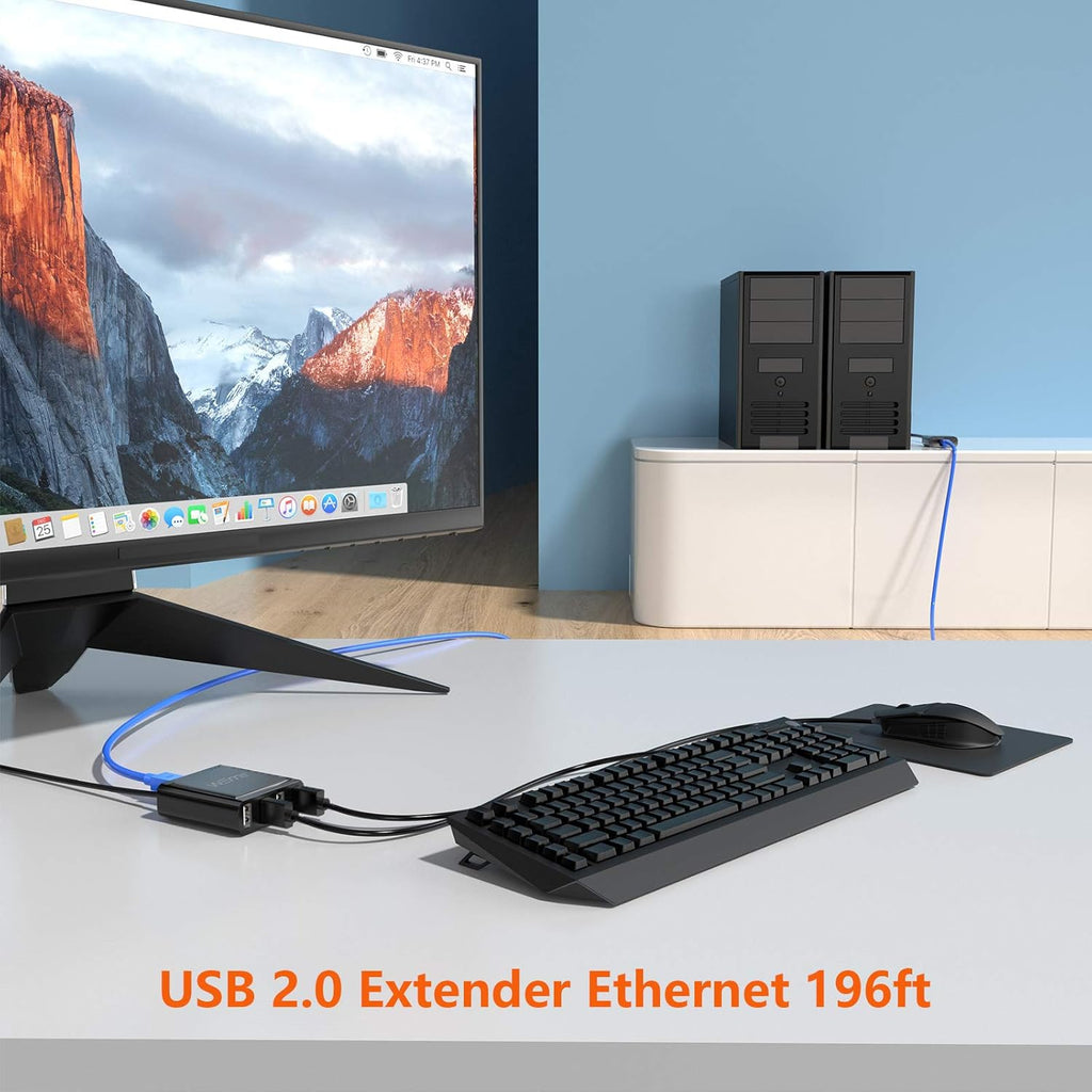 USB 2.0 Extender to RJ45 Over Cat5 5E 6 up to 100 Meter with Power Adapter B177135