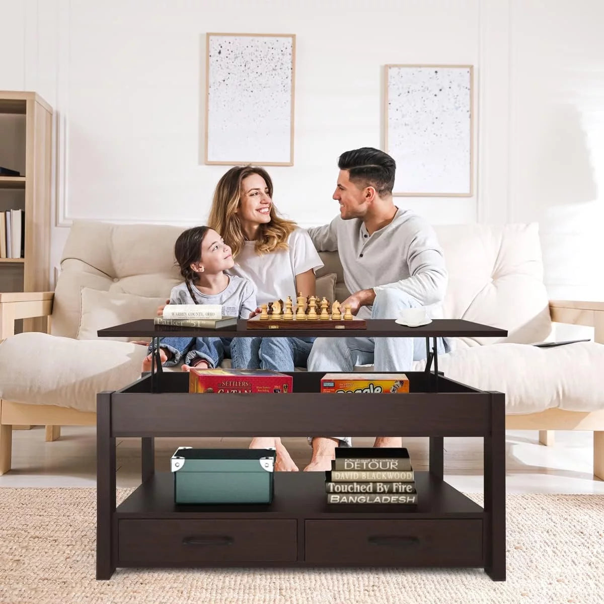 2 Drawer Lift Top Coffee Table Espresso J86280