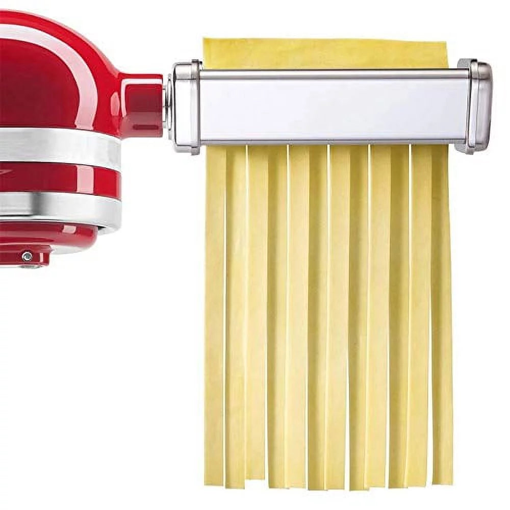 Pasta Attachment for KitchenAid Stand Mixer, Pasta Sheet Roller, Spaghetti Cutter and Fettuccine Cutter Pasta Maker Stainless Steel Accessories 3Pcs K360