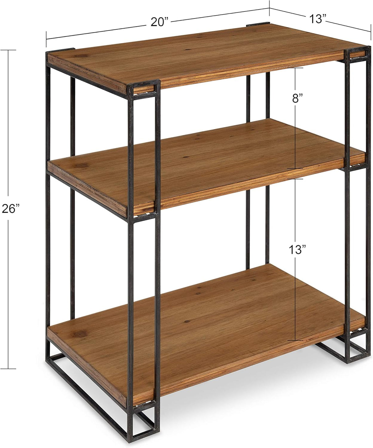 Wood and Metal Side Table with Three Shelves G5834