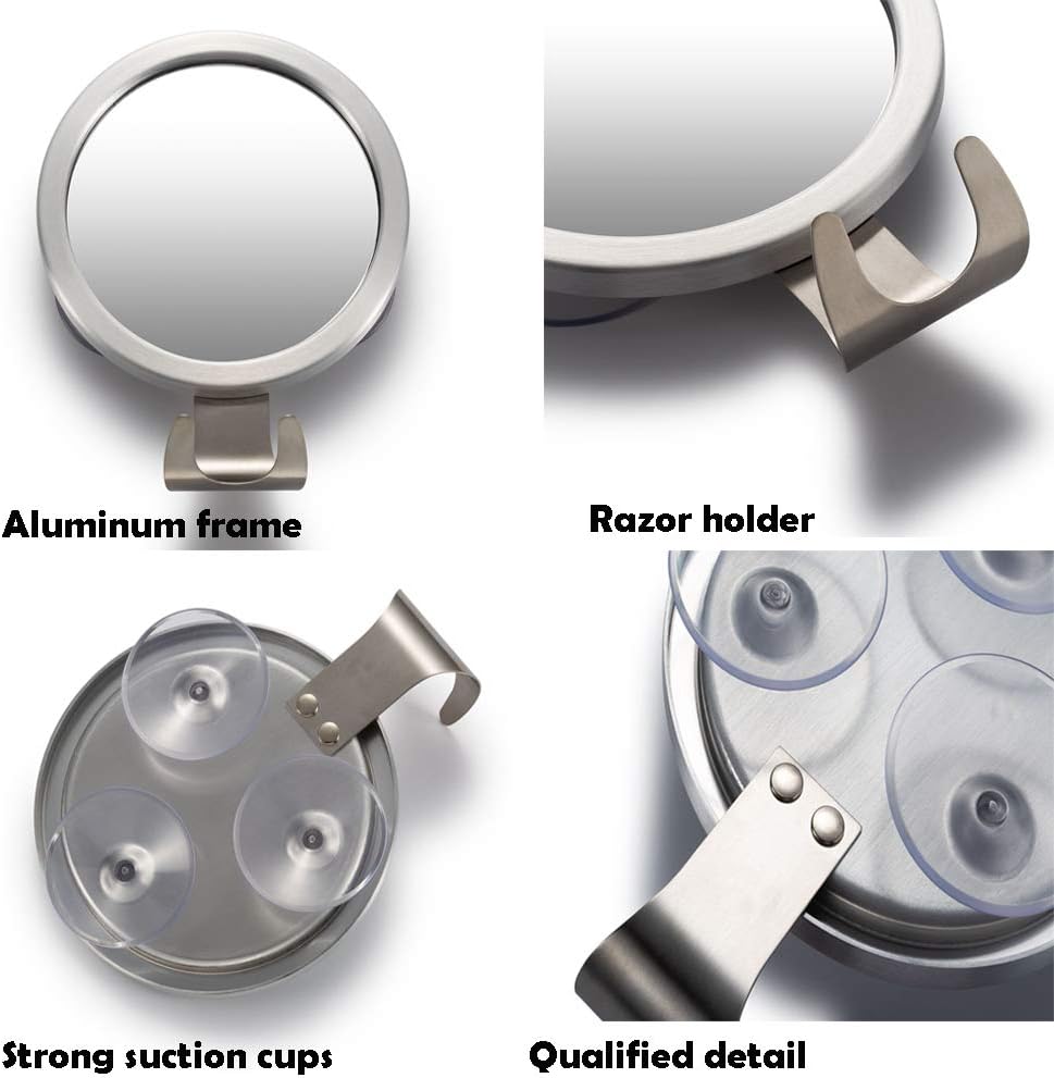 Shower Mirror Fogless with Razor Holder Removable Aluminum Frame U620
