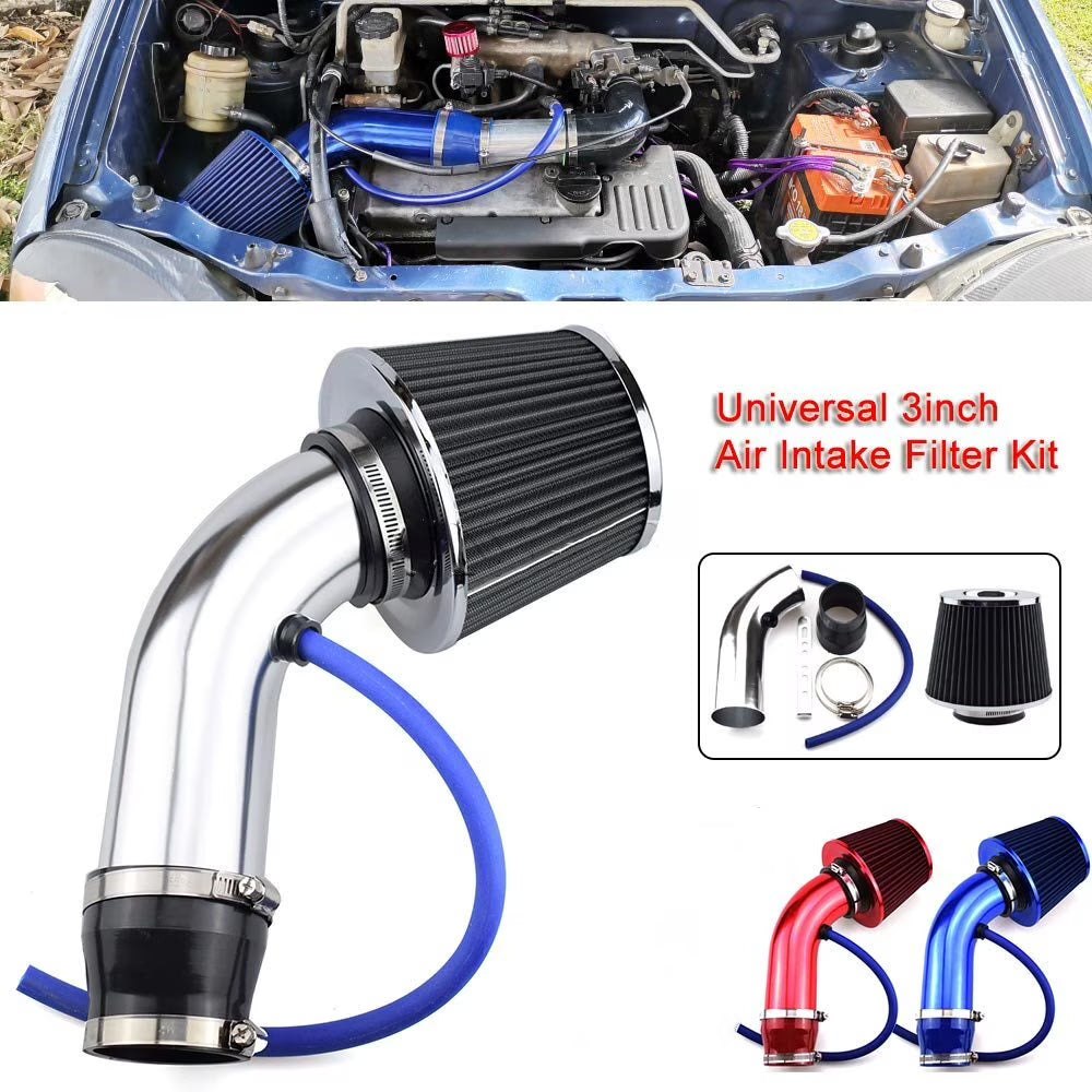 Blue Cold Air Intake Filter Kit Pipe Hose System Car Auto Part F550