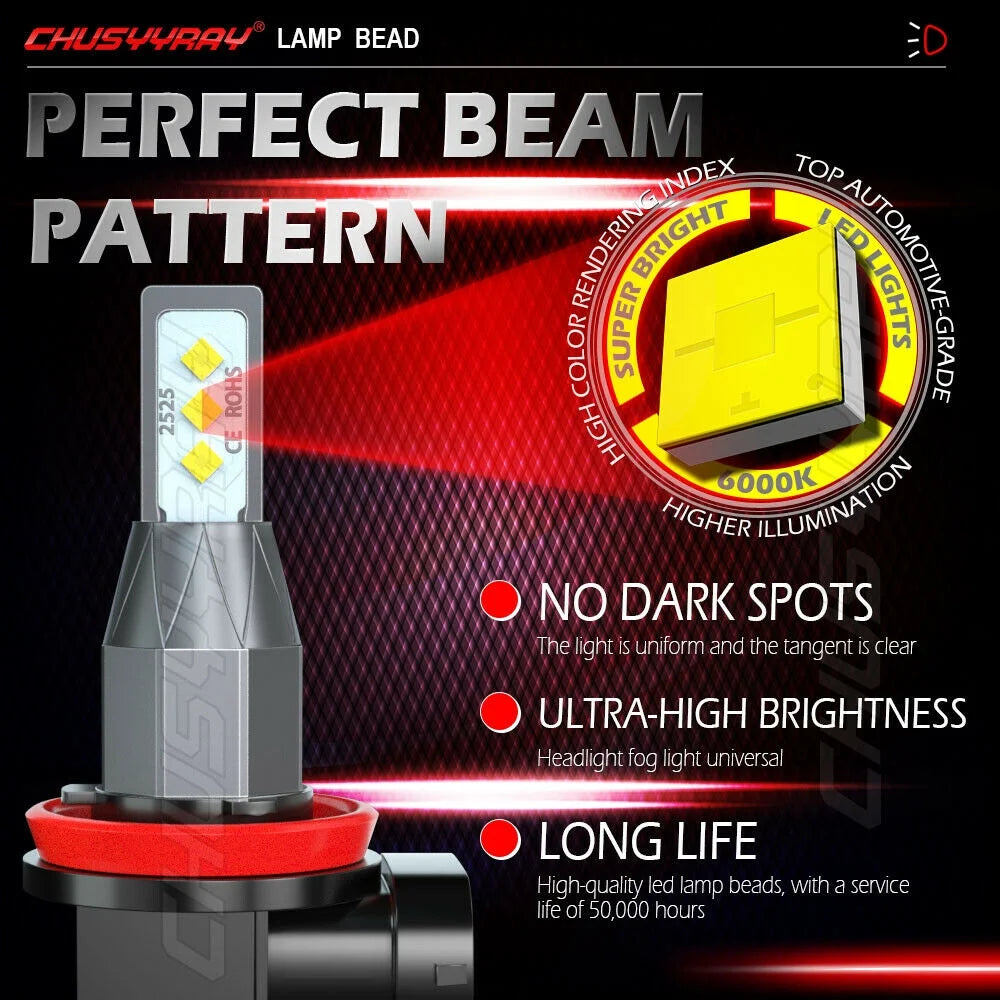 6x LED Headlights Hi/Low Beam Fog Light Bulbs 6000K U4497