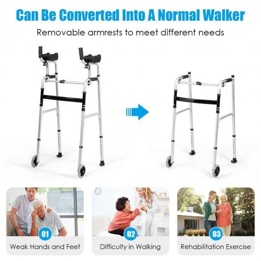 Folding Height Adjustable Walking Frame with Armrest J894150