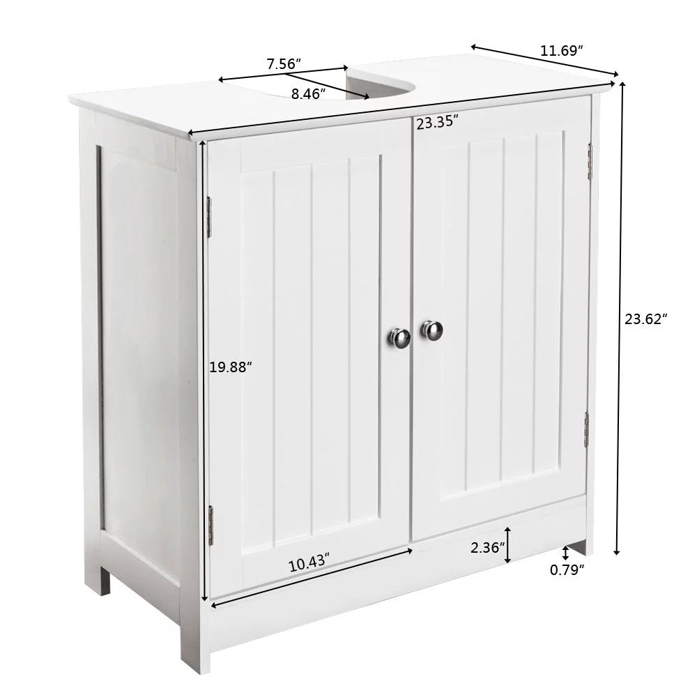 White Bathroom Vanity Cabinet with Adjustable Shelf R676160