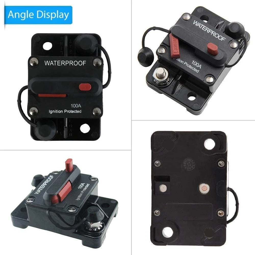 100 Amp Circuit Breaker 30A-300A with Manual Reset Waterproof Inline Fuse L583