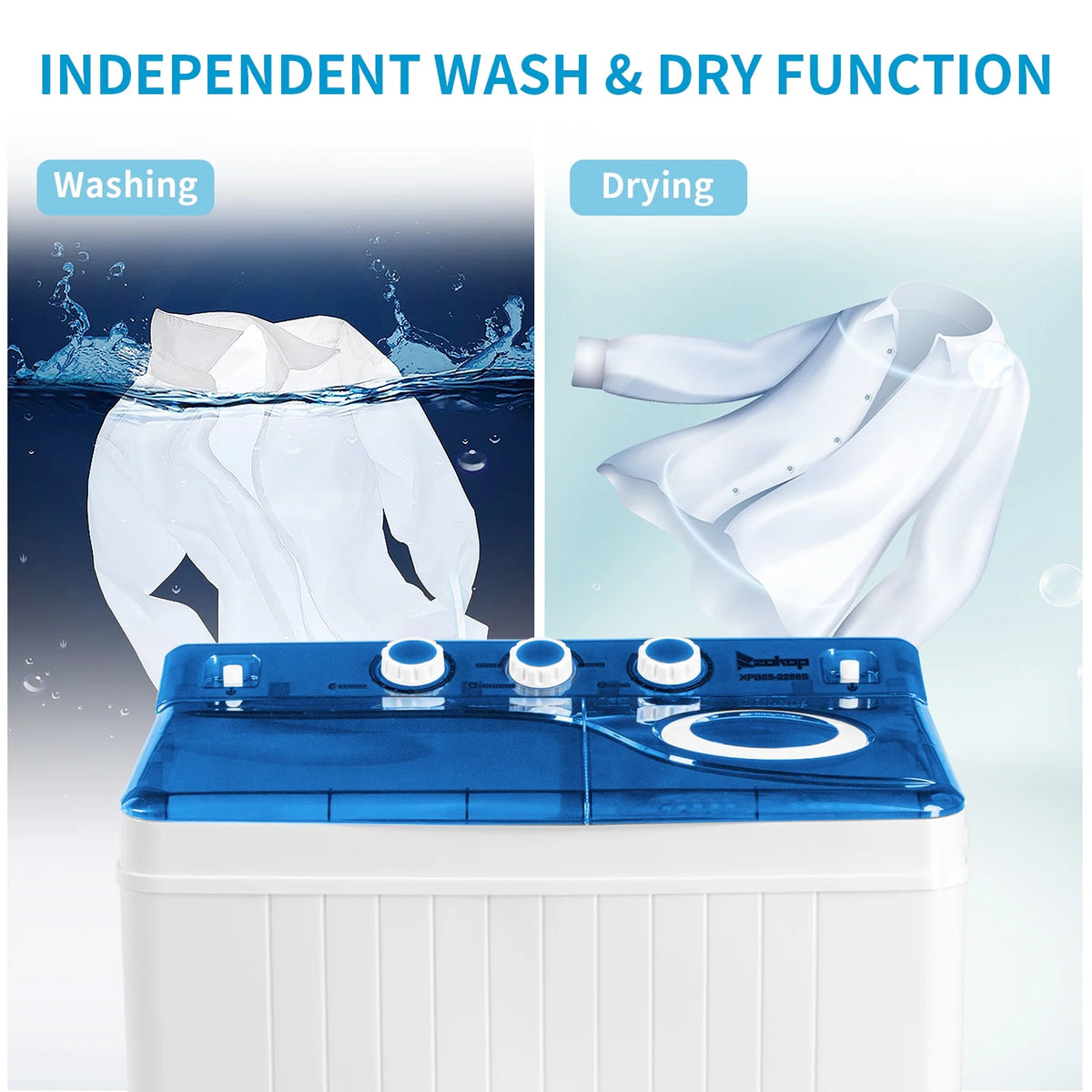 Semi-automatic Twin Tub Washing Machine, 26Lbs, White&Blue B94302