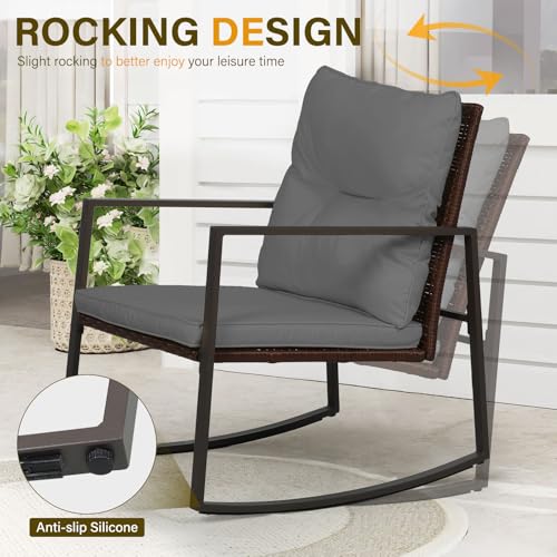 3-Piece Brown Wicker Patio Bistro Set with Glass Coffee Table G667