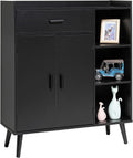 Rustic Brown Mid Century Storage Cabinet with 1 Drawer 2 Doors 3 Shelves S54437