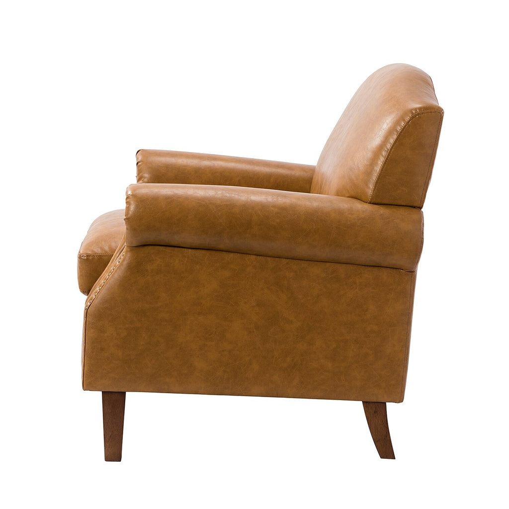 Faux Leather Arm Chair with Nailhead Trim and Rolled Arms Set of 2 F488140
