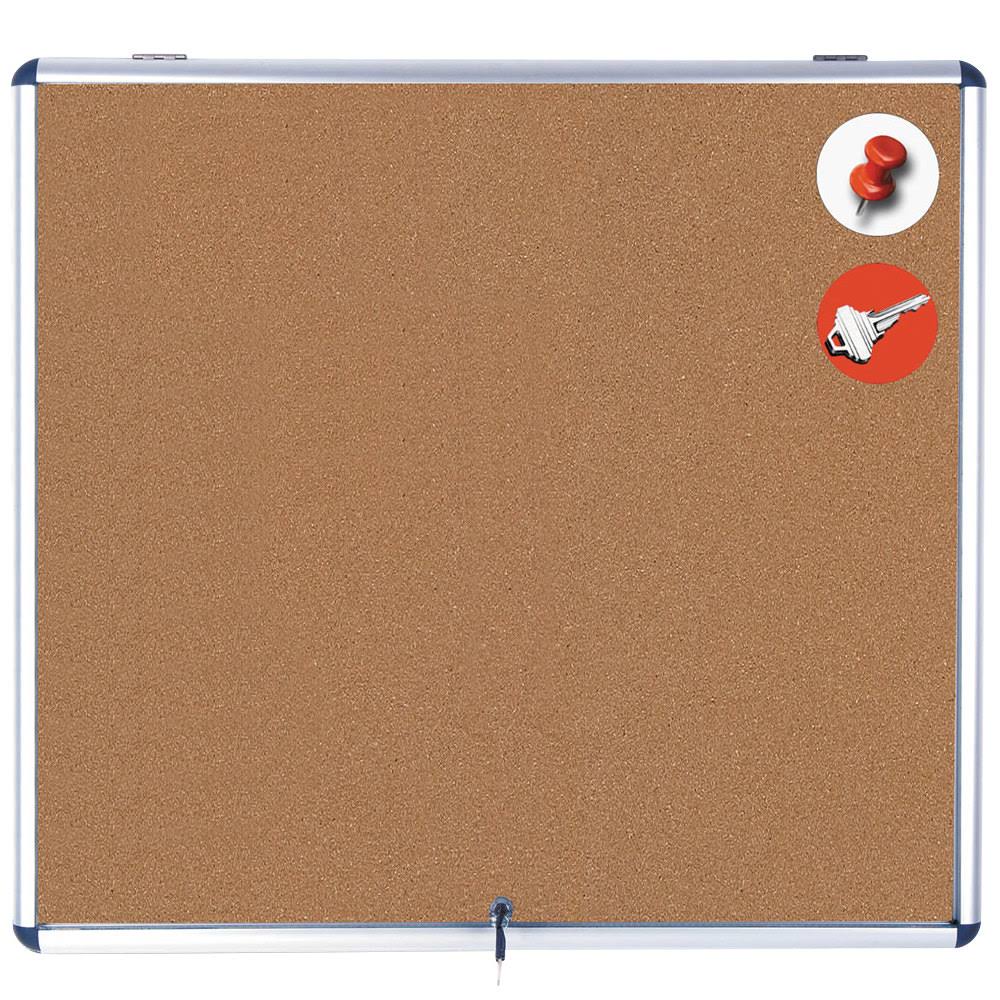 Slim-Line Enclosed Cork Bulletin Board 47 x 38 in. Aluminum Case E99559