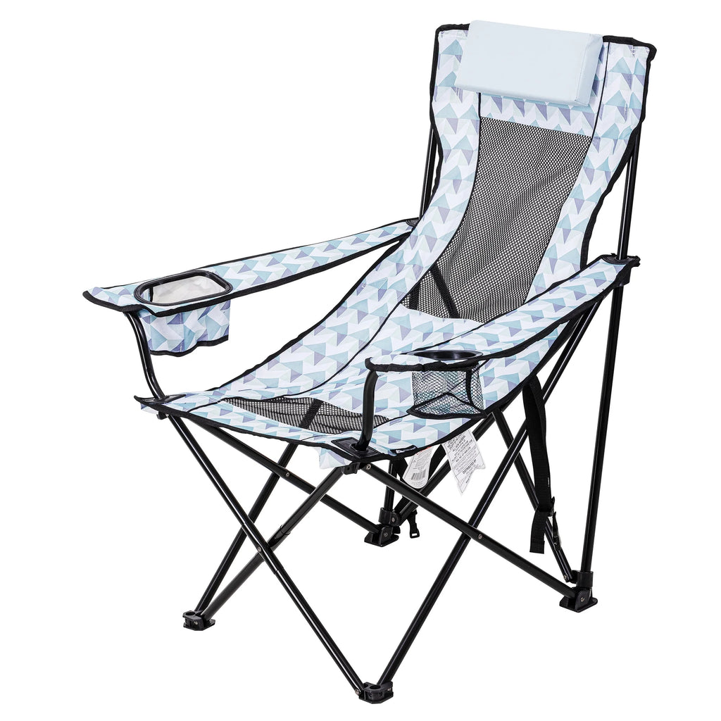 Blue and White Camp Chair with Footrest D90696