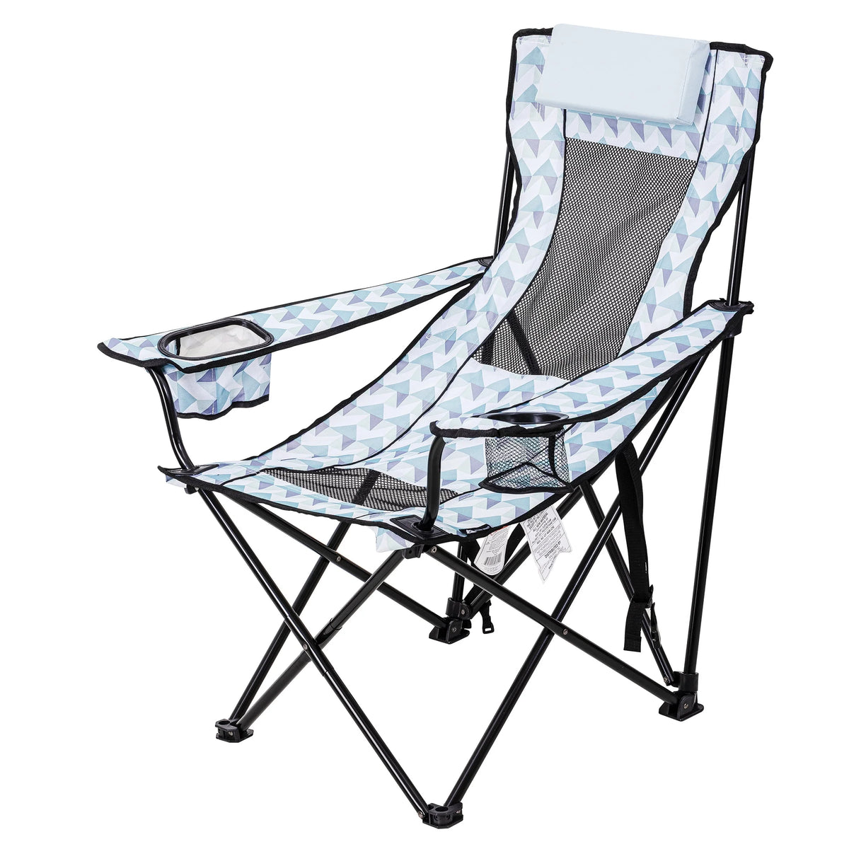 Blue and White Camp Chair with Footrest D90696