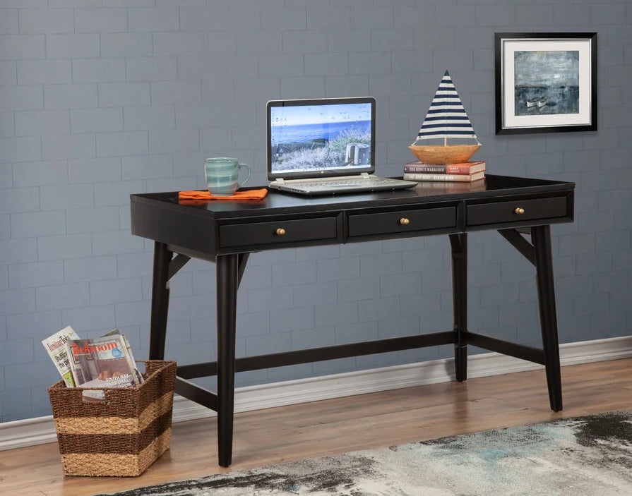 Black 3 Drawer Wood Desk S57232
