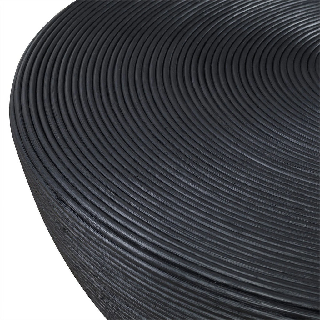 43.75" Round Rattan Coffee Table in Black K2517