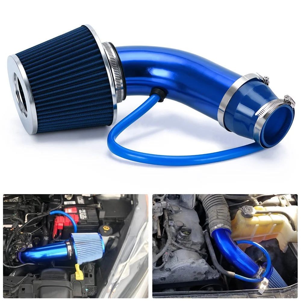 Blue Cold Air Intake Filter Kit Pipe Hose System Car Auto Part F550