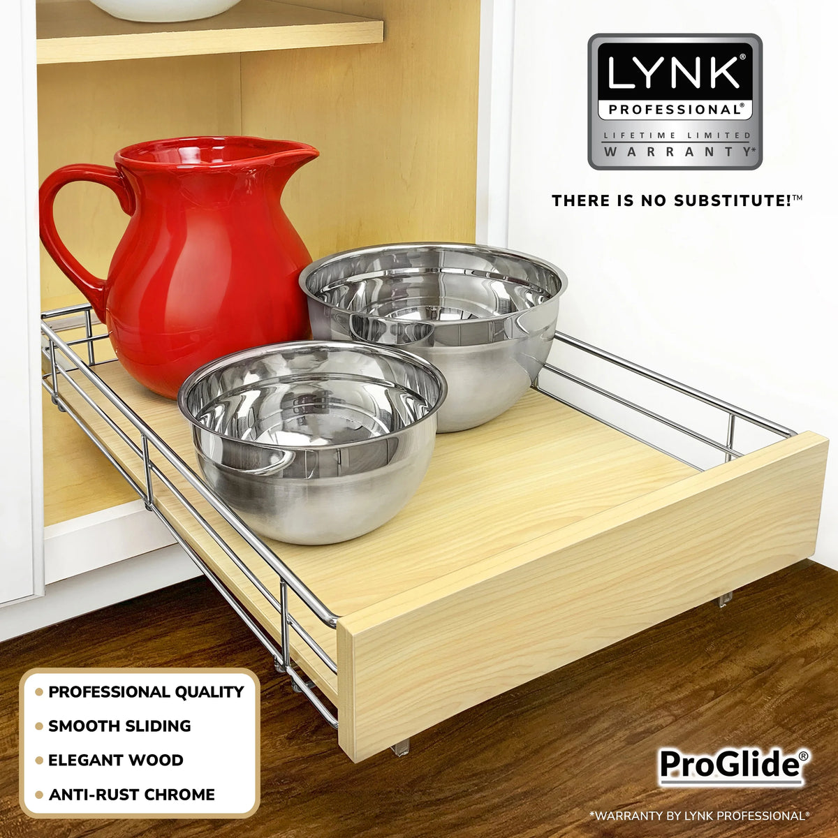 14"W x 21"D Chrome Pull Out Cabinet Organizer Z2643