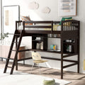 Twin Size Solid Wood Loft Bed with Desk and Storage Shelves D857195