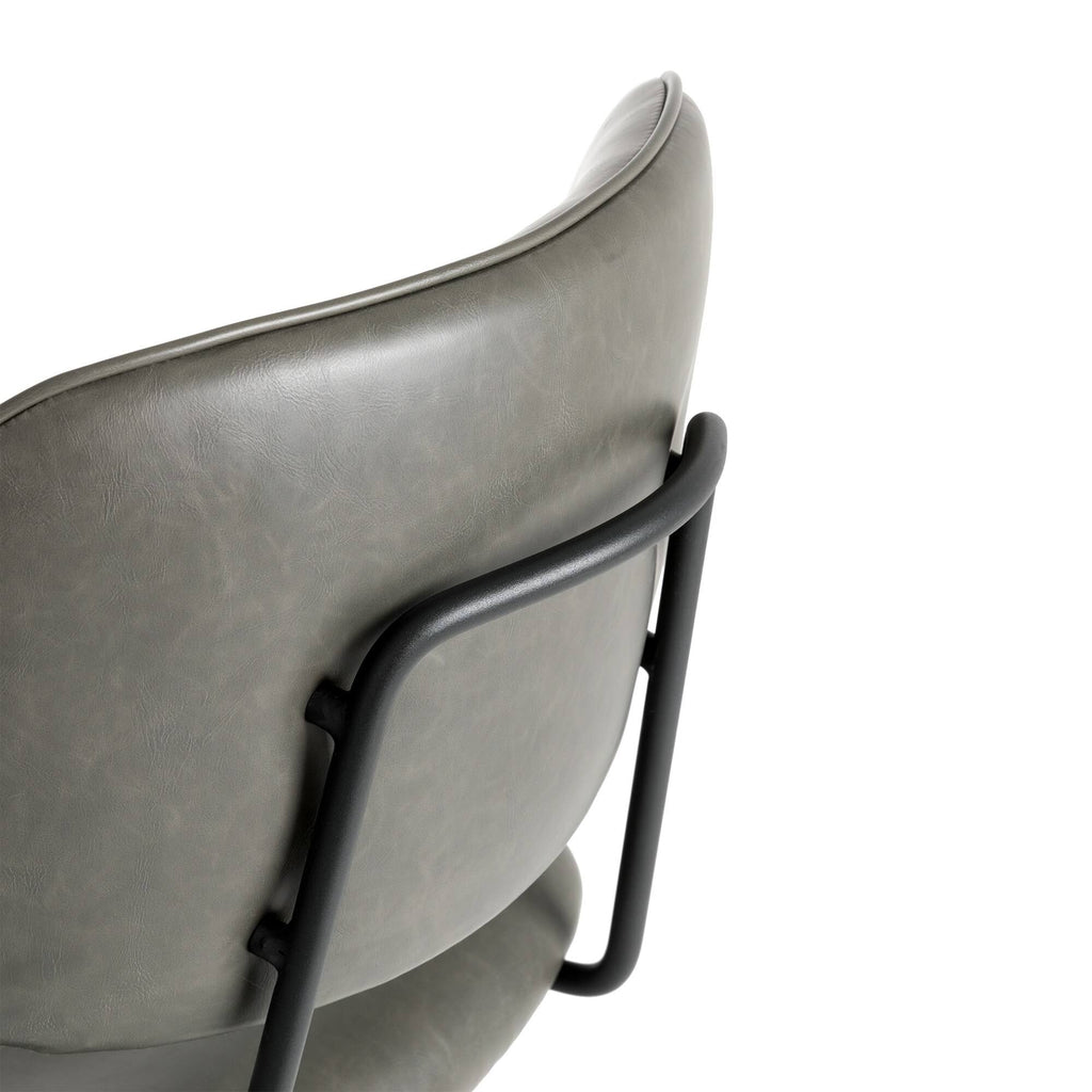 Grey PU Leather Bar Stool with Back, Set of 2 P51229