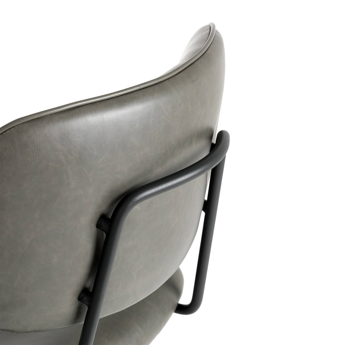 Grey PU Leather Bar Stool with Back, Set of 2 P51229