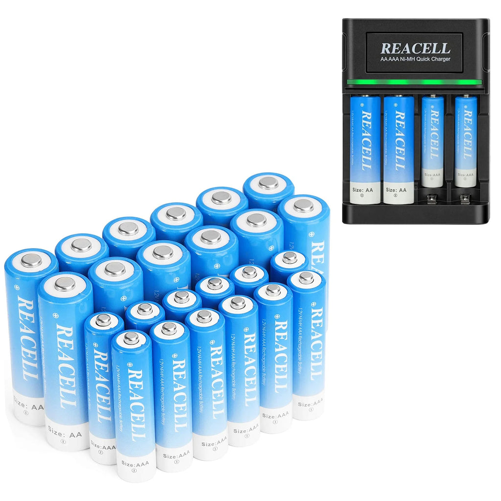 NIMH 12 AA 2800mah & 12 AAA 1100mah Rechargeable Batteries with Charger I84009