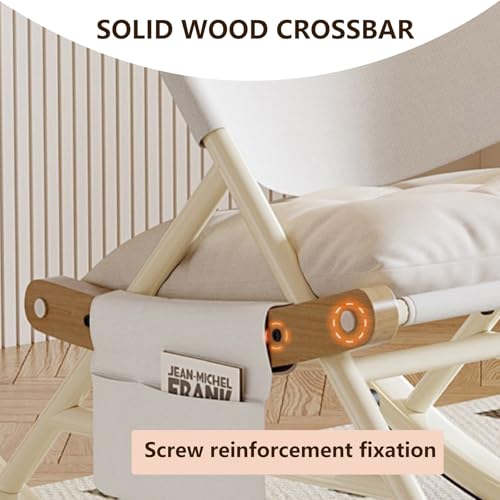 Folding Outdoor Rocker Chair with Side Pocket Carry Bag White H79979