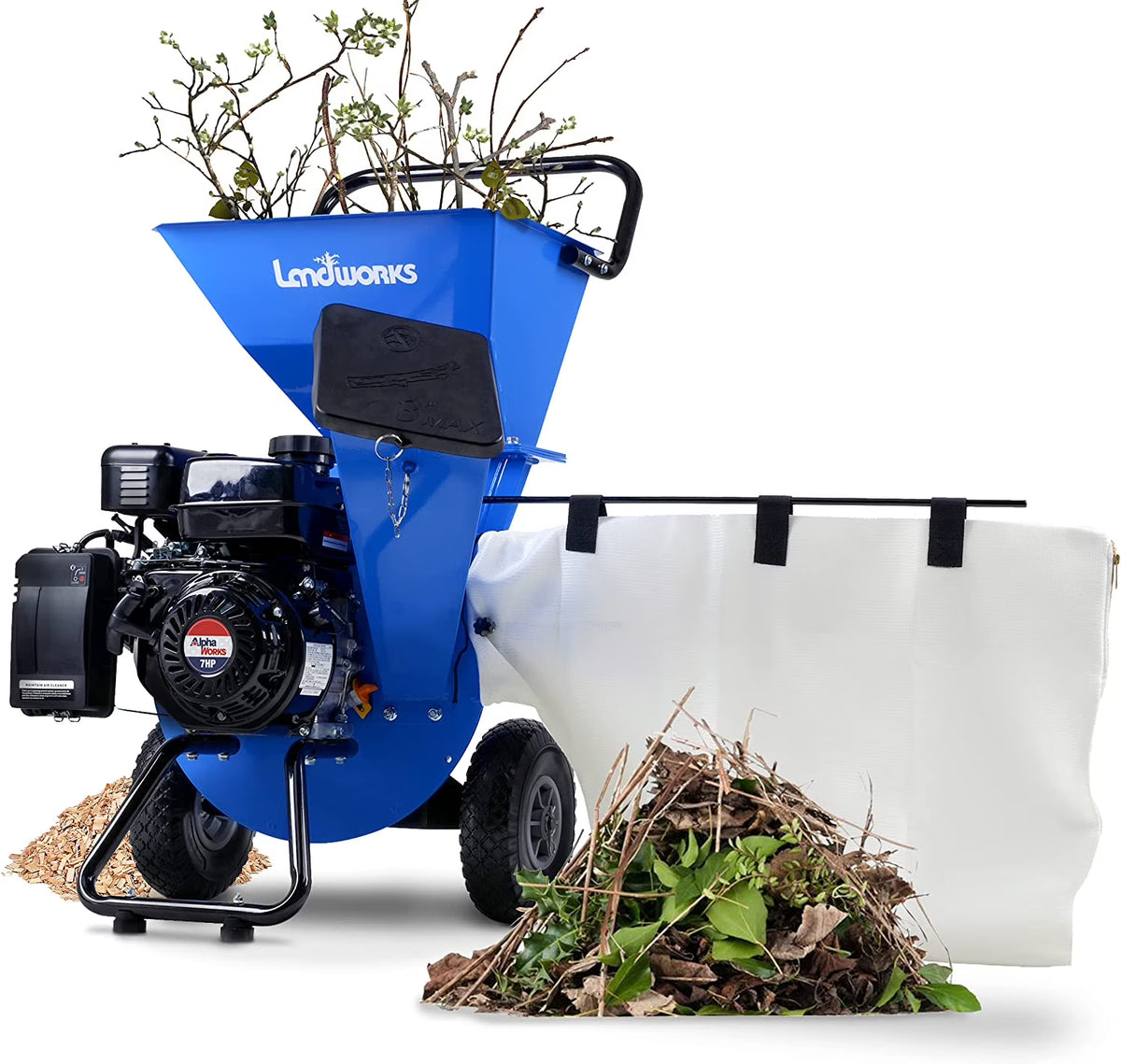 7HP 212CC Gas Wood Chipper Shredder Mulcher I710698