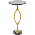 Gold Aluminum Accent Table with Black Marble Base L2666