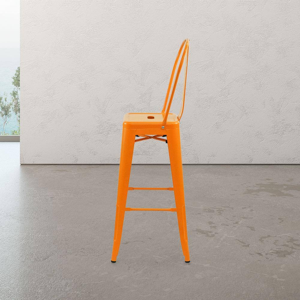 White Cafe Bar Stool with High Back W62998