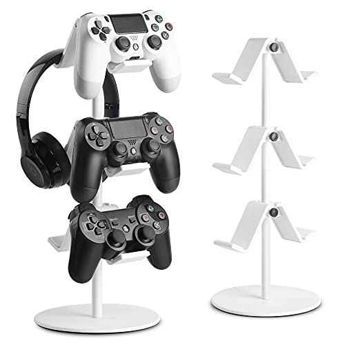 3 Tier Controller Stand with Headphone Holder, Smart Black U3682
