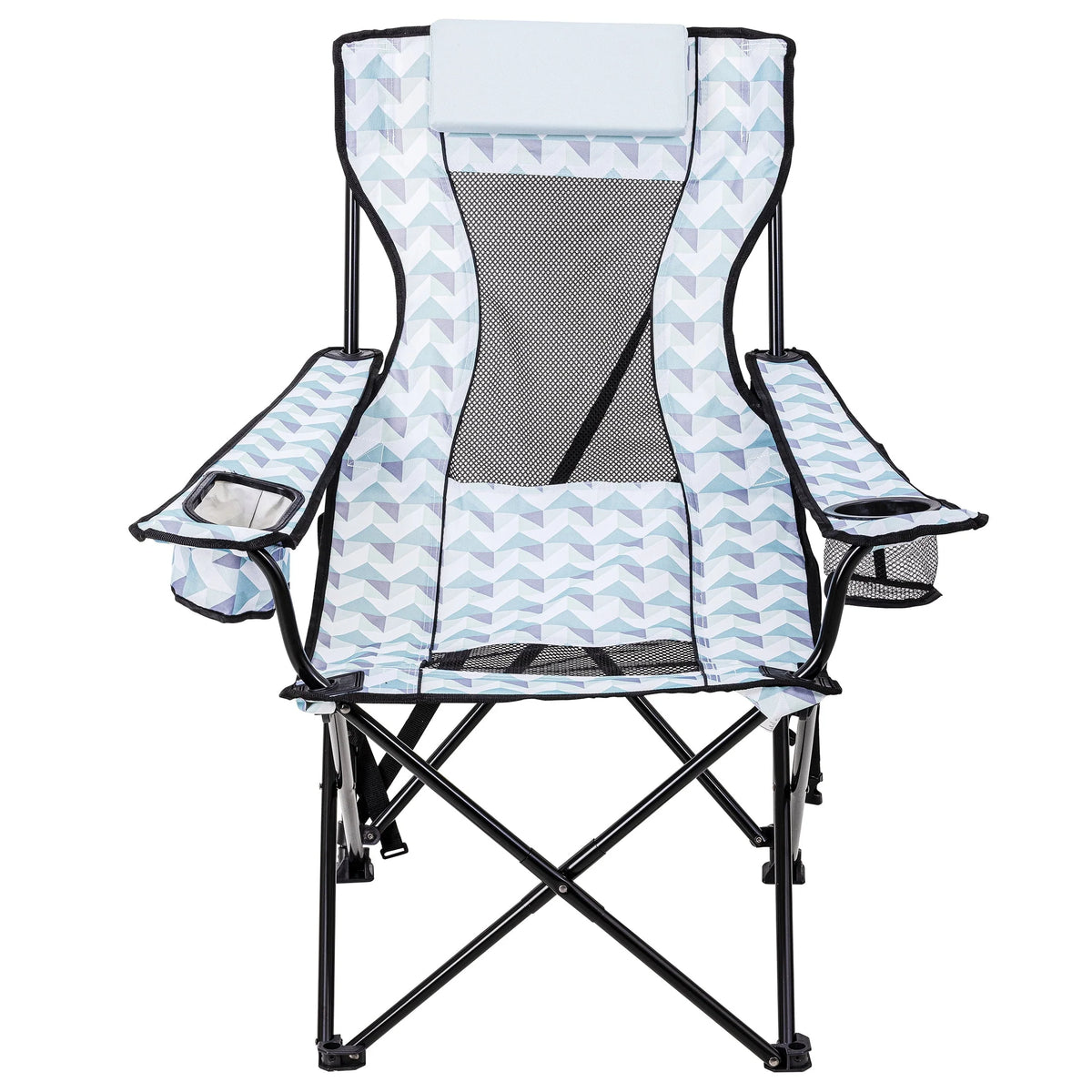 Blue and White Camp Chair with Footrest D90696