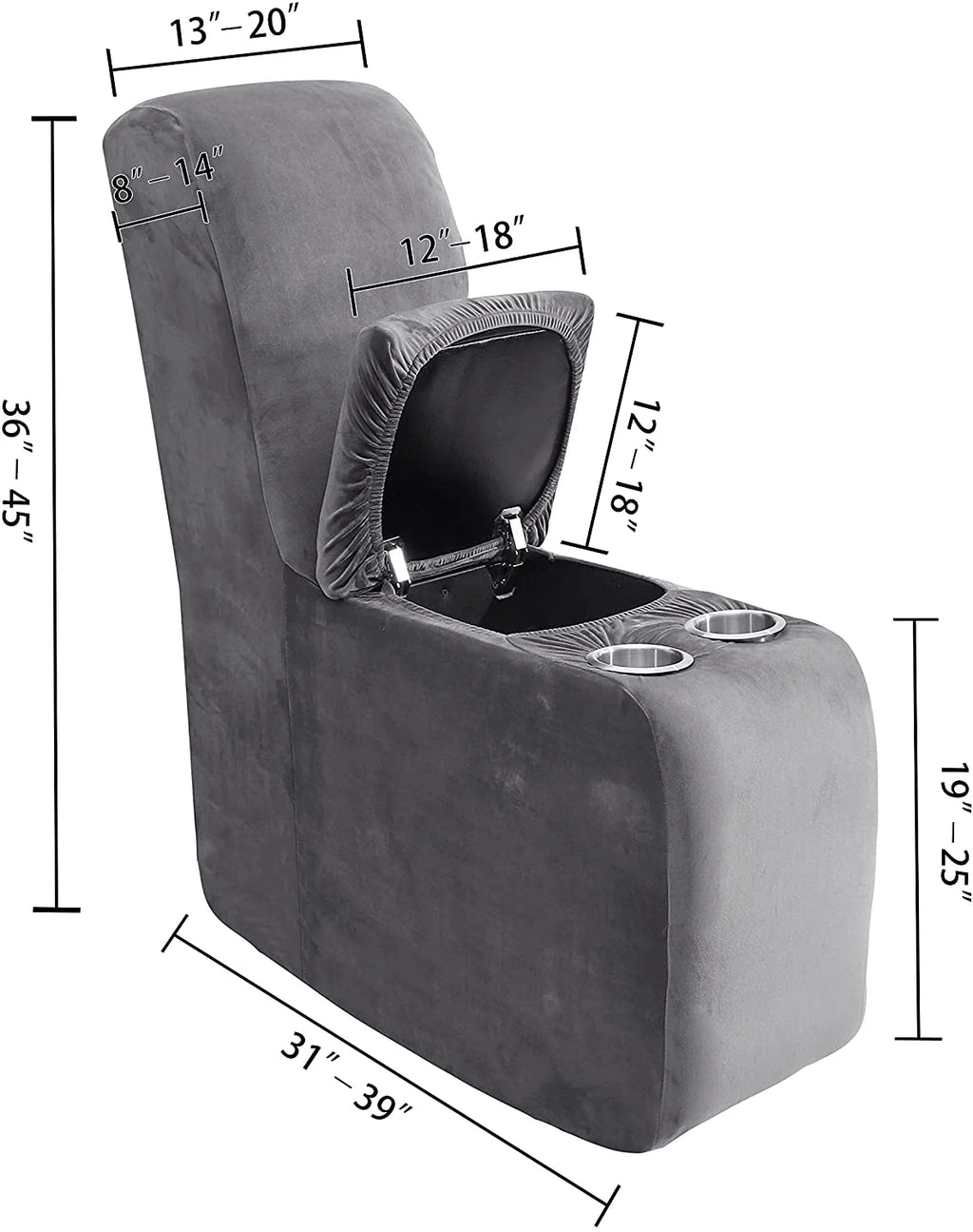 8 Pieces Velvet Reclining Love Seat Slipcover with Cup Holders S1024
