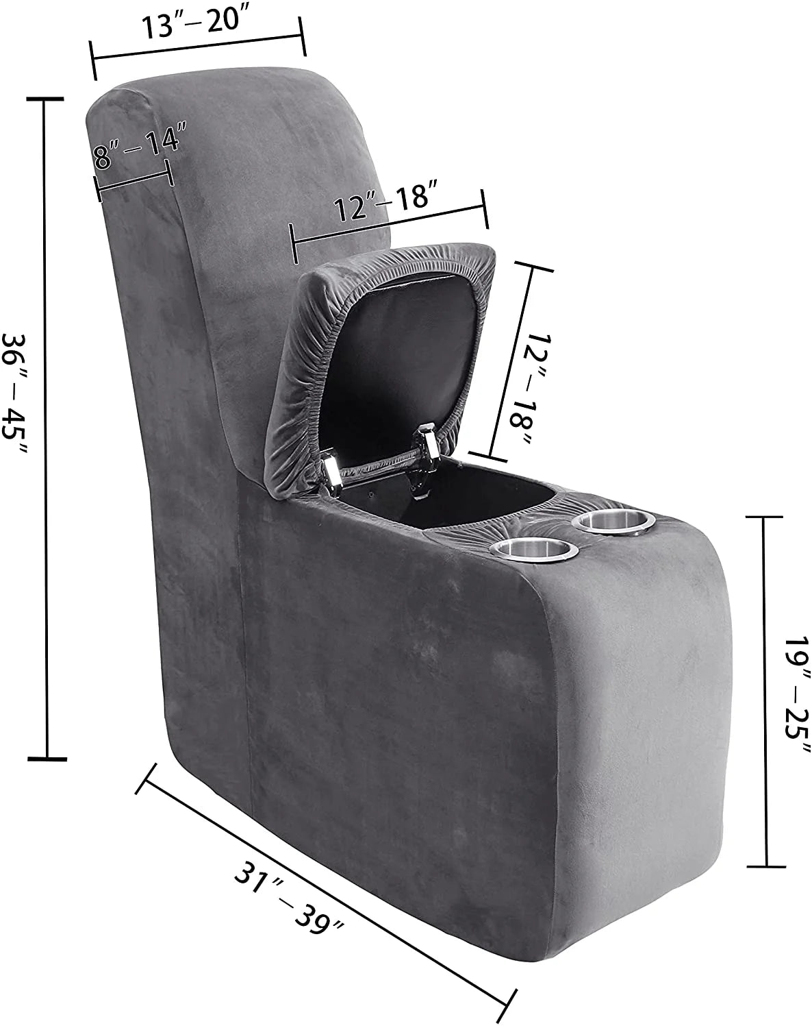 8 Pieces Velvet Reclining Love Seat Slipcover with Cup Holders S1024