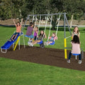 Gray Swing Set with 2 Swings, Teeter Totter, 2 Person Glider, and Heavy Duty Slide J167488