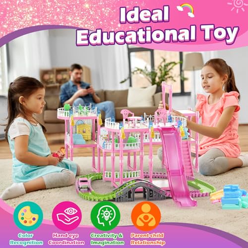 Doll House with Lights, 3 Dolls, 4 Floors A11472
