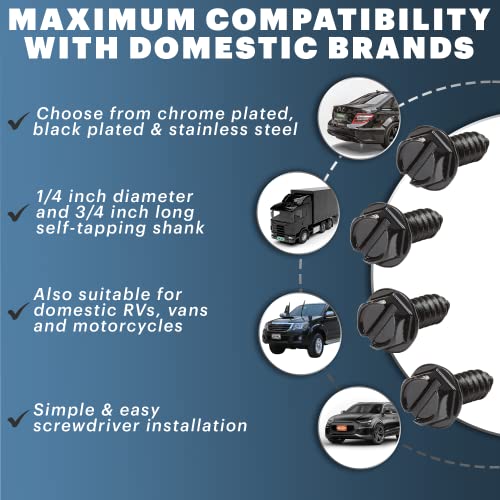 Rustproof Stainless Steel License Plate Screws 4-Pack Black N7704