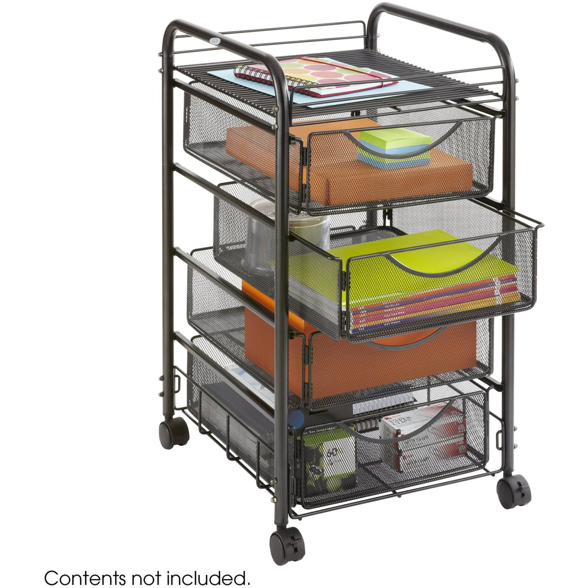 Black Double Mesh Mobile File Cart U107