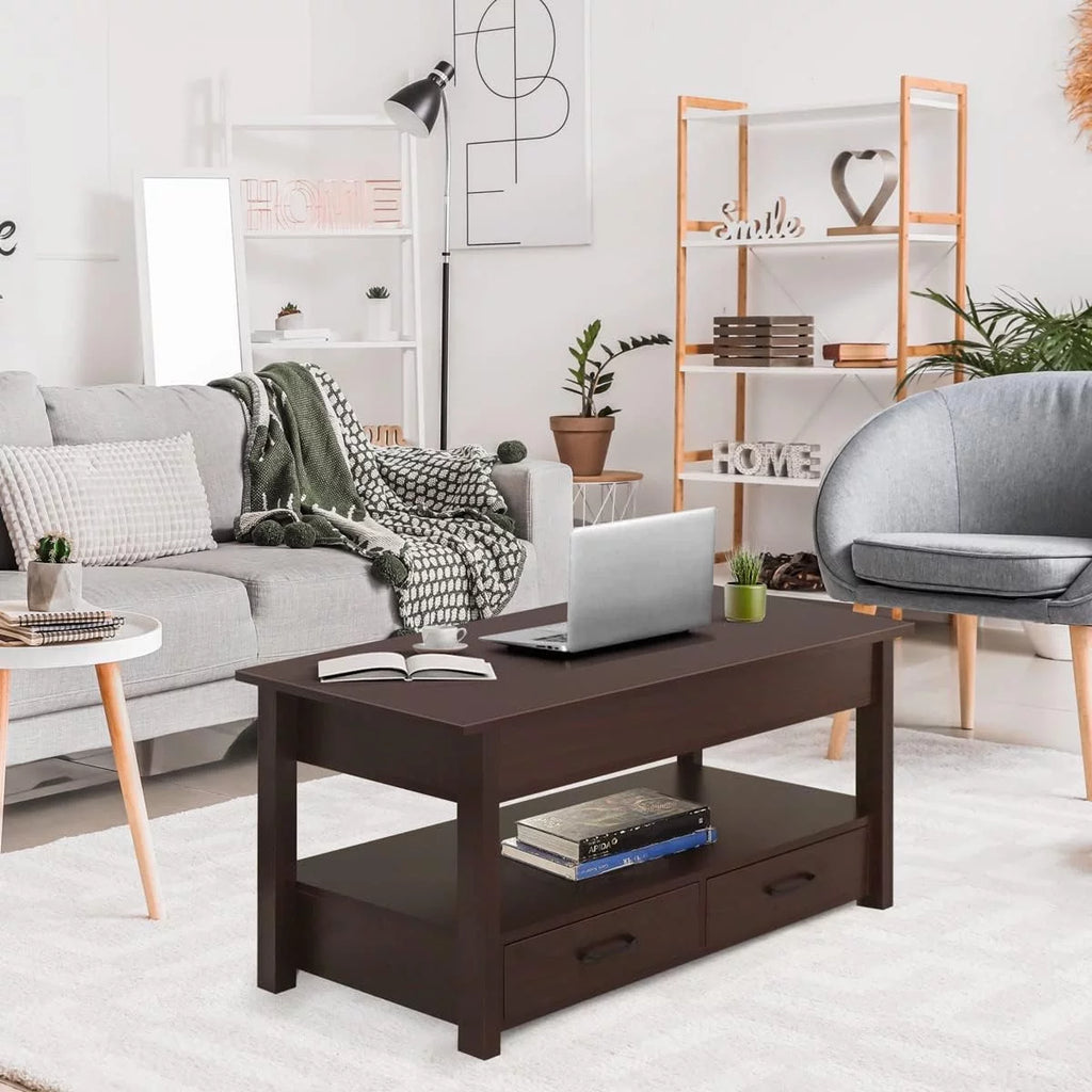 2 Drawer Lift Top Coffee Table Espresso J86280
