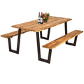 Wooden Picnic Table Bench Set with Umbrella Hole R912