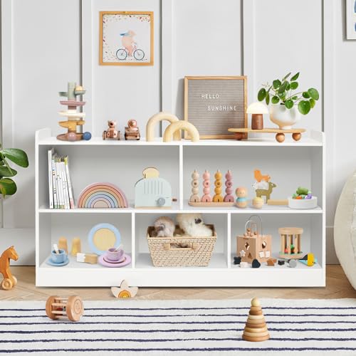 Wooden 2 Shelf 5-Section Toy Storage Organizer K676